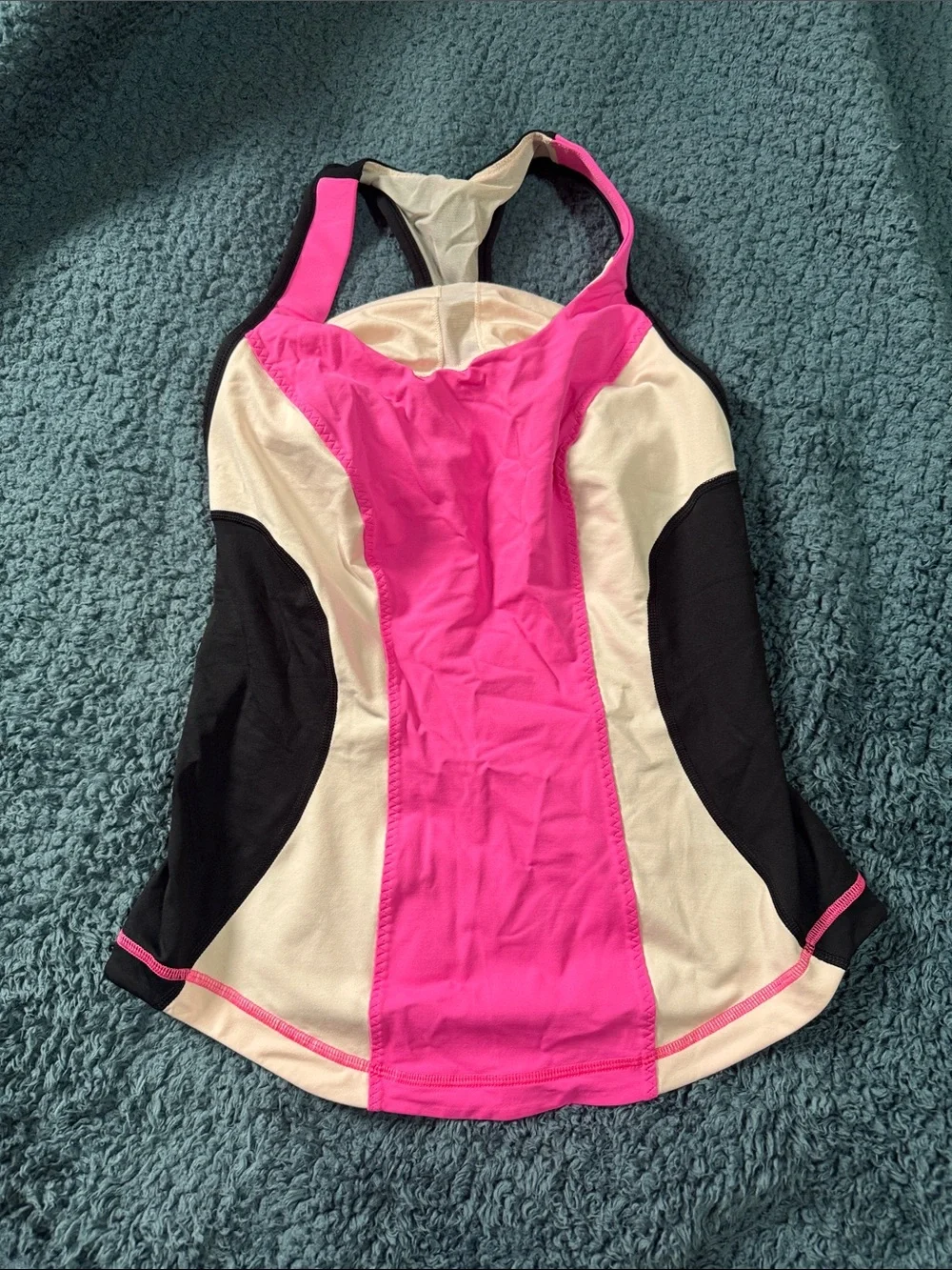 lululemon athletica Pink Cream and Black Racerback Tank